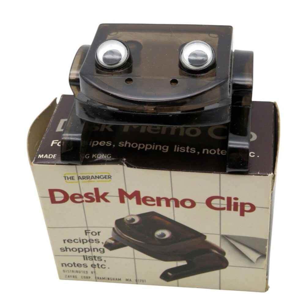 Vintage Acrylic Plastic Frog Desk Memo Clip Holder The Arranger Googly Eye Boxed